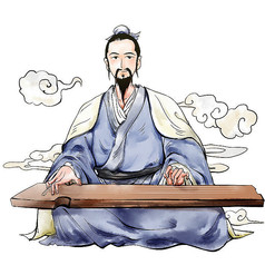 水彩风古代诗人中国风人物素材