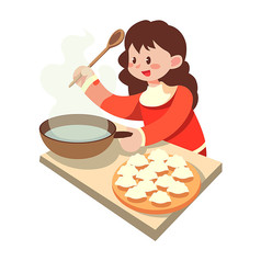 煮水饺 卡通图片