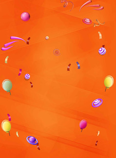 立体气球彩带橙色背景图