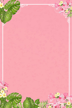 花朵植物叶子文艺清新粉色背景图