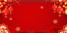 灯笼红色樱花纹理背景图