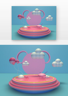 C4D模型小清新舞台
