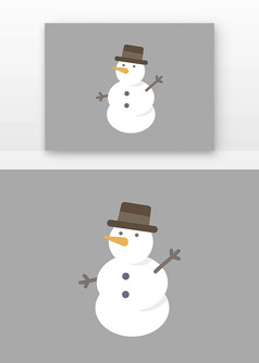 卡通手绘戴着帽子的雪人元素