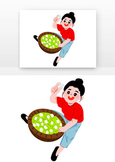 小满开心可爱的养蚕女孩