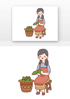 端午节节日人物包粽子元素