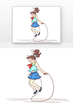 卡通可爱女孩跳绳