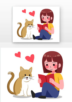 女孩与小猫咪