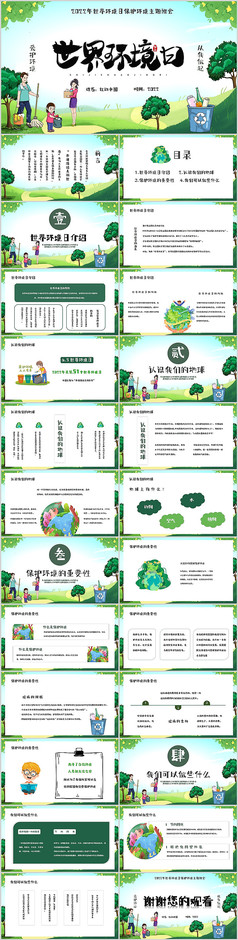 绿色健康风世界环境日PPT模板