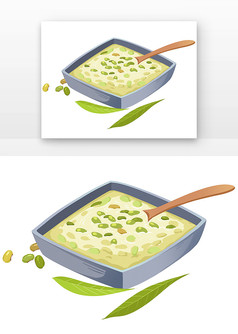 卡通手绘绿豆粥
