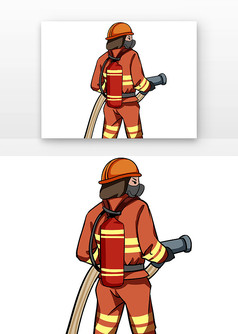 消防员背影动漫图片
