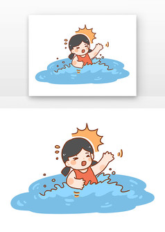 游泳安全插画图片