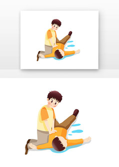 男孩救助溺水儿童