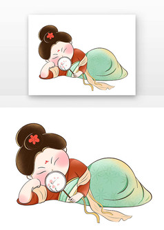 躺着休息小人传统文化唐朝女人