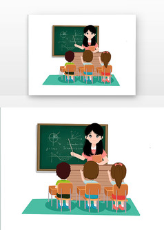 绿色可爱卡通教师节老师学生元素