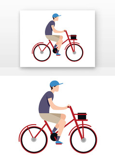 骑自行车男士骑红色自行车