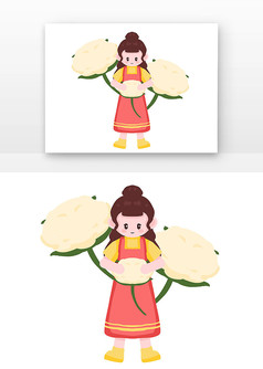 可爱女孩抱着棉花