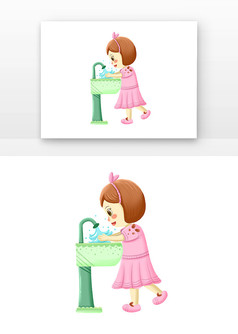 女孩洗手人物
