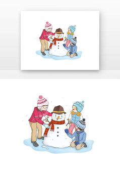 冬天堆雪人