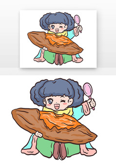 冬季女孩吃地瓜