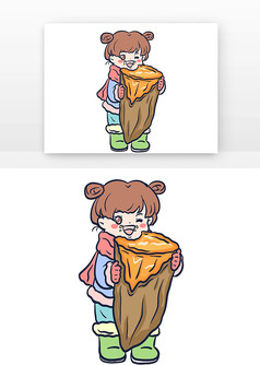 吃地瓜的女孩儿童