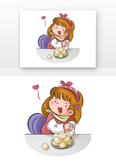 可爱儿童小年吃糖瓜