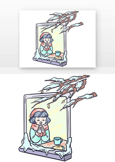 室内女孩树枝