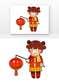 可爱拿灯笼福娃