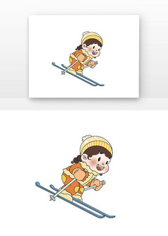 双板滑雪冬季运动人物
