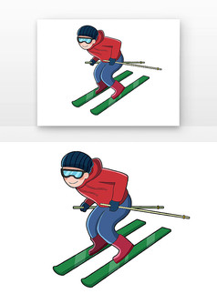 男孩双板滑雪运动