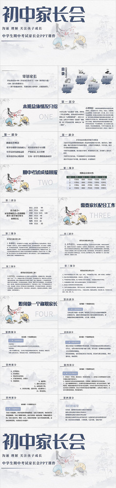 中国风初中家长会主题班会PPT