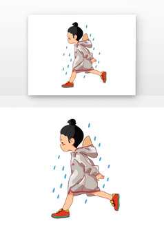 手绘卡通节气雨衣儿童