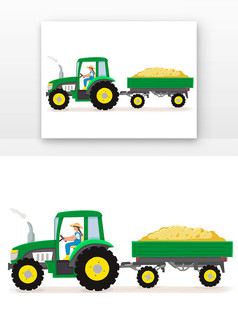 卡通拖拉机农民丰收开拖拉机元素