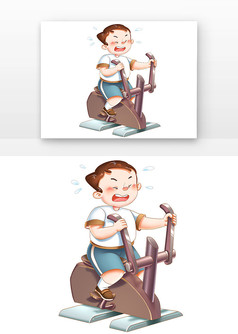 漫画风健身运动健身的人室内健康运动器械