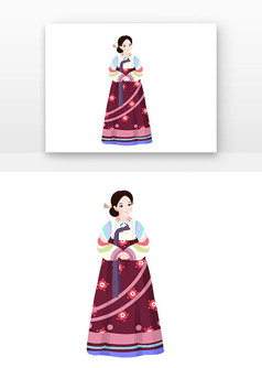 朝鲜素材传统服饰的人物韩服美女