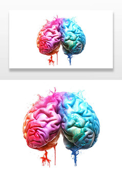 彩色的大脑神经插画