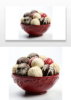 红色碗里的巧克力球素材