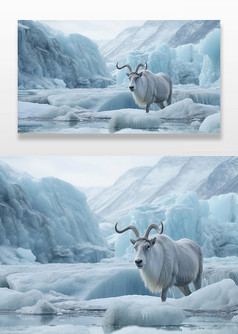 羚羊在雪地里背景图