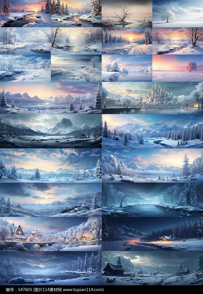24款冰天雪地风景插画