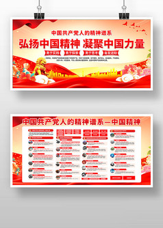 中国共产党人精神谱系党建宣传展板