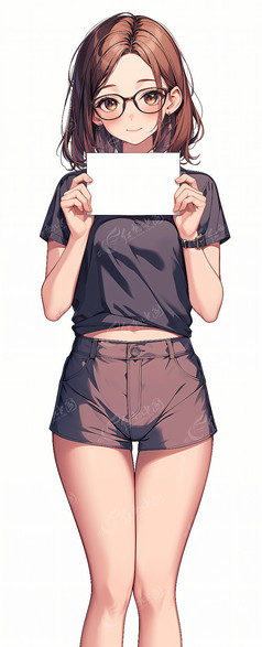 拿着空白纸张的女孩
