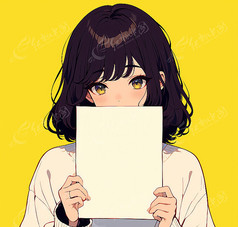手举空白纸牌的女孩