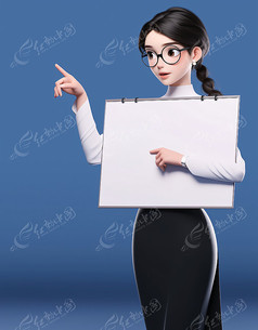 抱着空白纸牌的女生