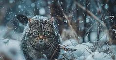 雪地里霸气的猫