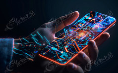 手拿手机创意图片