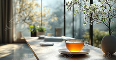 休闲区喝茶风景图