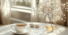 白色茶具家居图