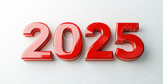 立体红色2025数字