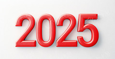 红色立体2025数字