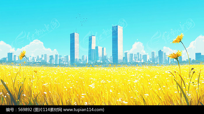 现代城市花园风景图